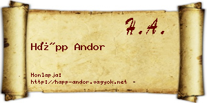 Hápp Andor névjegykártya