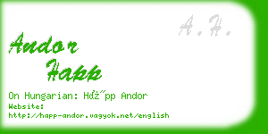 andor happ business card